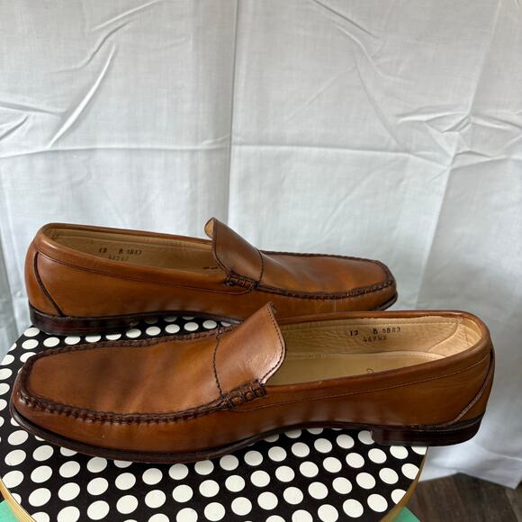 Allen Edmonds CAMPBELL Mens Brown Leather Loafers Size 12 B Dress Shoes Tan - Picture 4 of 8